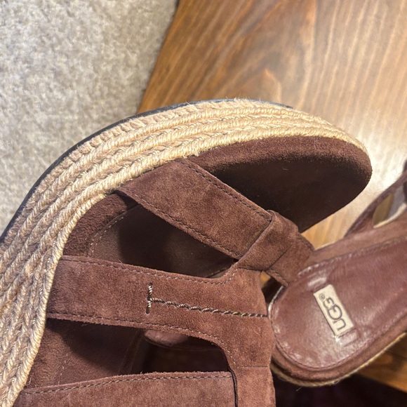 UGG Women's Chocolate Suede Wedges - Picture 11 of 16